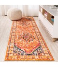 MODERN PERSIAN Area Rug Brooklyn Geometric Medallion Orange/Blue 2 ft. x 8 ft. Runner Rug