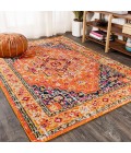 MODERN PERSIAN Area Rug Brooklyn Geometric Medallion Orange/Blue 8 ft. x 10 ft. Area Rug