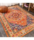 MODERN PERSIAN Area Rug Brooklyn Geometric Medallion Orange/Blue 8 ft. x 10 ft. Area Rug