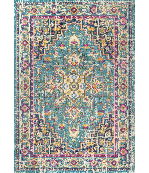 MODERN PERSIAN Area Rug Brooklyn Geometric Medallion Blue/Multi 5 ft. x 8 ft. Area Rug