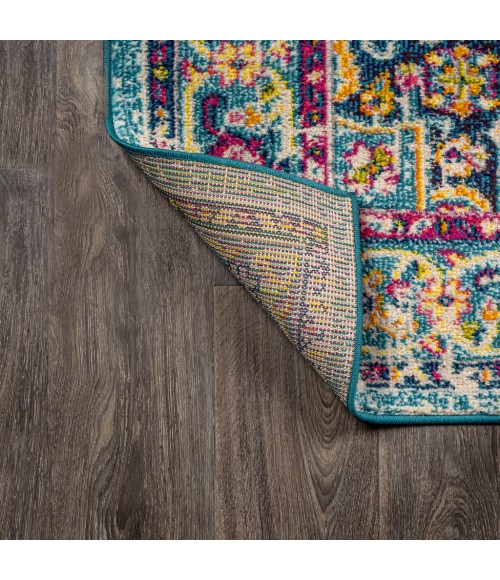 MODERN PERSIAN Area Rug Brooklyn Geometric Medallion Blue/Multi 5 ft. x 8 ft. Area Rug