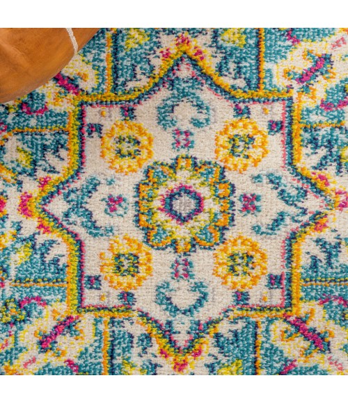 MODERN PERSIAN Area Rug Brooklyn Geometric Medallion Blue/Multi 5 ft. x 8 ft. Area Rug