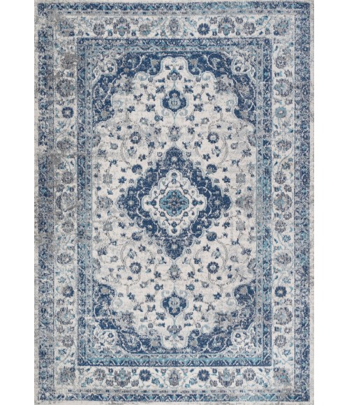 MODERN PERSIAN Area Rug Indhira Ornate Medallion Persian Blue/Gray 9 ft. x 12 ft. Area Rug