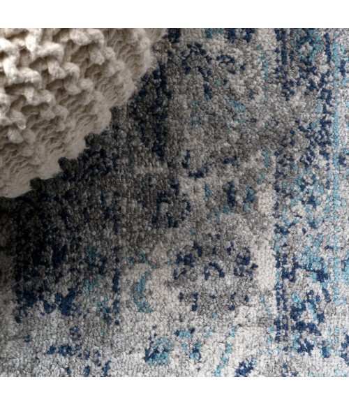 MODERN PERSIAN Area Rug Indhira Ornate Medallion Persian Blue/Gray 9 ft. x 12 ft. Area Rug