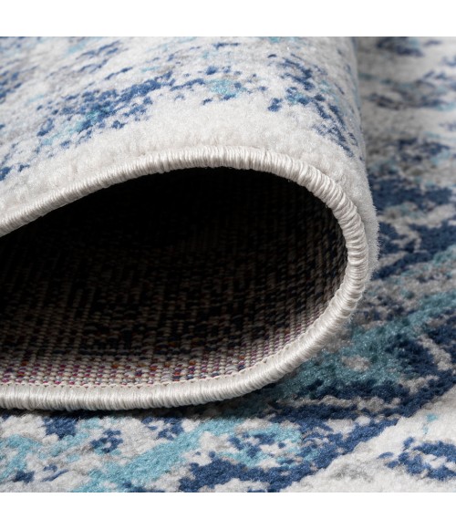 MODERN PERSIAN Area Rug Indhira Ornate Medallion Persian Blue/Gray 2 ft. x 8 ft. Runner Rug