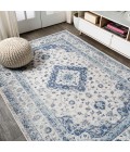 MODERN PERSIAN Area Rug Indhira Ornate Medallion Persian Blue/Gray 9 ft. x 12 ft. Area Rug