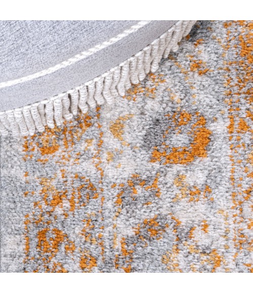 MODERN PERSIAN Area Rug Indhira Ornate Medallion Persian Orange/Cream 5 ft. x 8 ft. Area Rug
