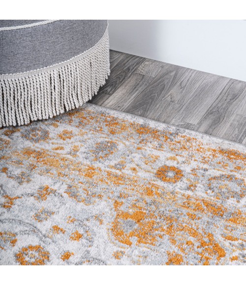 MODERN PERSIAN Area Rug Indhira Ornate Medallion Persian Orange/Cream 5 ft. x 8 ft. Area Rug