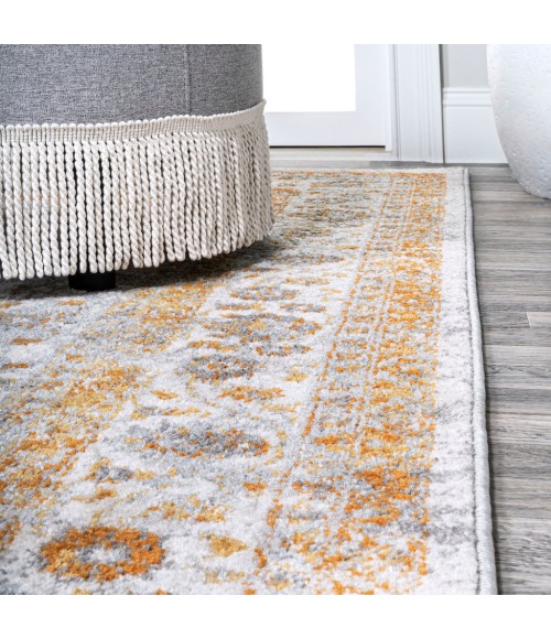 MODERN PERSIAN Area Rug Indhira Ornate Medallion Persian Orange/Cream 2 ft. x 8 ft. Runner Rug