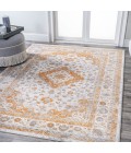 MODERN PERSIAN Area Rug Indhira Ornate Medallion Persian Orange/Cream 5 ft. x 8 ft. Area Rug