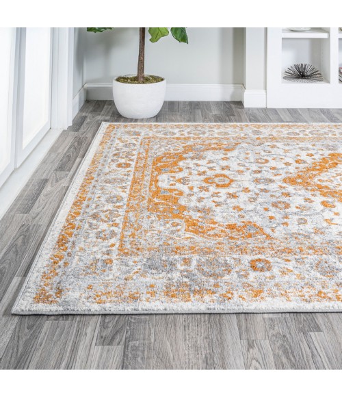 MODERN PERSIAN Area Rug Indhira Ornate Medallion Persian Orange/Cream 5 ft. x 8 ft. Area Rug