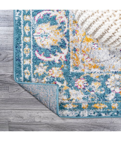 MODERN PERSIAN Area Rug Zelda Bohemian Cottage Medallion Turquoise/Gray 8 ft. x 10 ft. Area Rug