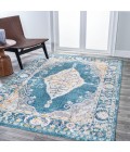 MODERN PERSIAN Area Rug Zelda Bohemian Cottage Medallion Turquoise/Gray 8 ft. x 10 ft. Area Rug