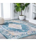 MODERN PERSIAN Area Rug Zelda Bohemian Cottage Medallion Turquoise/Gray 8 ft. x 10 ft. Area Rug