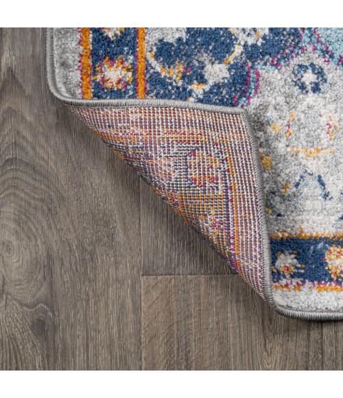 Kirman Bohemian Medallion Light Gray/Blue/Orange 8 ft. x 10 ft. Area Rug