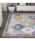 Kirman Bohemian Medallion Light Gray/Blue/Orange 8 ft. x 10 ft. Area Rug