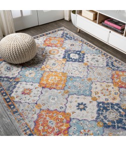 Jonathany Modern Persian MDP214A Light Gray/Blue/Orange Area Rug 7 ft. 8 in. X 10 ft. Rectangle