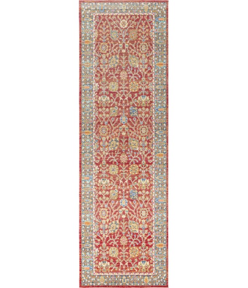 India Flower and Vine Burgundy 2 ft. x 8 ft. Runner Rug