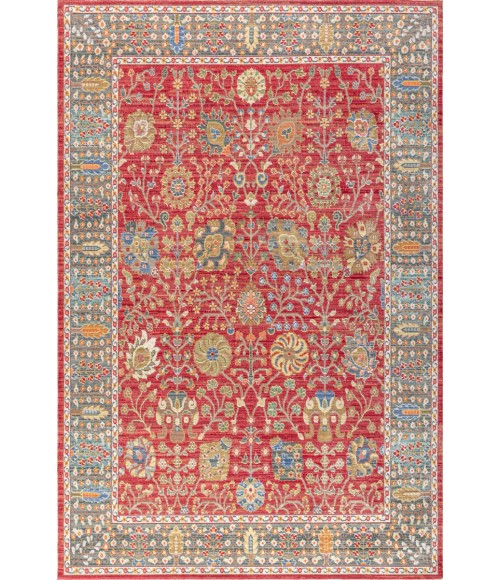 India Flower and Vine Burgundy 3 ft. x 5 ft. Area Rug