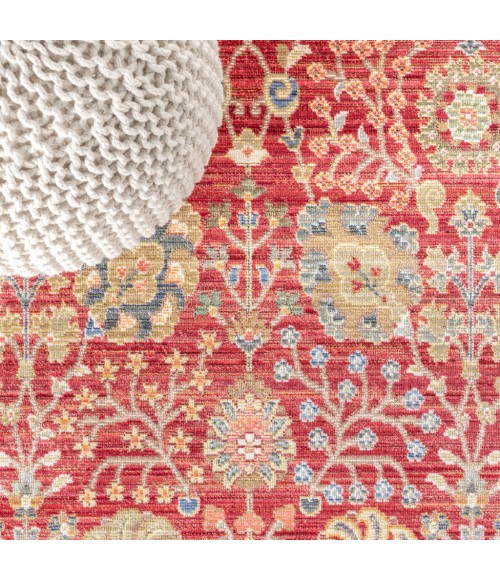 India Flower and Vine Burgundy 3 ft. x 5 ft. Area Rug