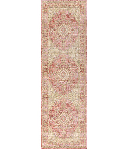 Khilana Floral Medallion Deep Rose/Ivory 2 ft. x 8 ft. Runner Rug