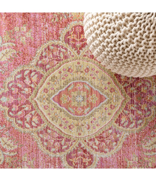 Khilana Floral Medallion Deep Rose/Ivory 5 ft. x 8 ft. Area Rug