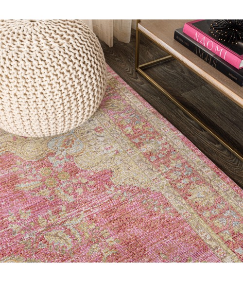 Khilana Floral Medallion Deep Rose/Ivory 5 ft. x 8 ft. Area Rug