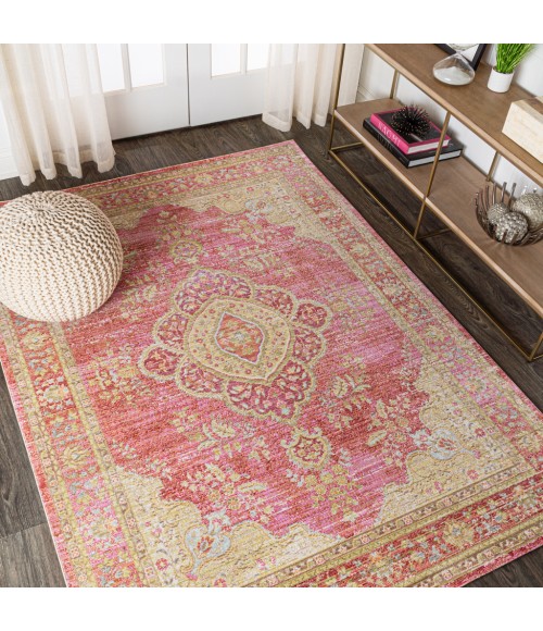 Khilana Floral Medallion Deep Rose/Ivory 5 ft. x 8 ft. Area Rug