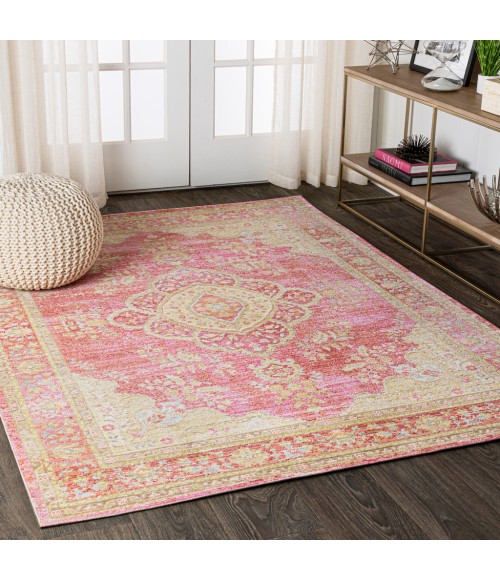 Khilana Floral Medallion Deep Rose/Ivory 5 ft. x 8 ft. Area Rug
