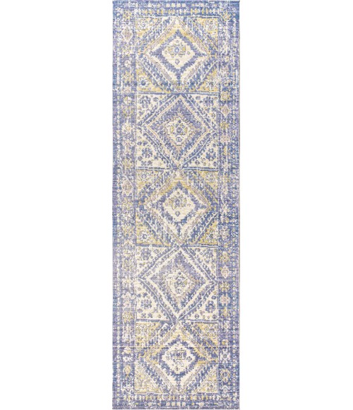 Darija Ornate Geometric Medallion Blue 2 ft. x 8 ft. Runner Rug