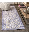 Darija Ornate Geometric Medallion Blue 2 ft. x 8 ft. Runner Rug