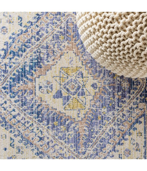 MODERN PERSIAN Area Rug Darija Ornate Geometric Medallion Blue 4 ft. x 6 ft. Area Rug