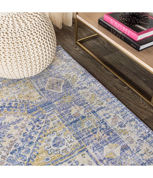 MODERN PERSIAN Area Rug Darija Ornate Geometric Medallion Blue 4 ft. x 6 ft. Area Rug