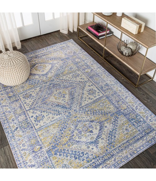 MODERN PERSIAN Area Rug Darija Ornate Geometric Medallion Blue 4 ft. x 6 ft. Area Rug