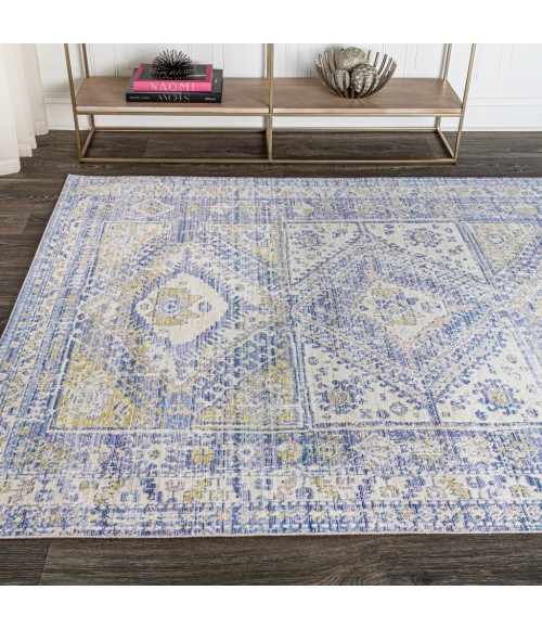 MODERN PERSIAN Area Rug Darija Ornate Geometric Medallion Blue 4 ft. x 6 ft. Area Rug