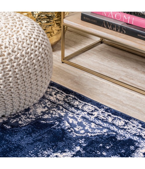 MODERN PERSIAN Area Rug Alhambra Ornate Medallion Modern Navy/Ivory 4 ft. x 6 ft. Area Rug