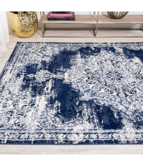 MODERN PERSIAN Area Rug Alhambra Ornate Medallion Modern Navy/Ivory 4 ft. x 6 ft. Area Rug