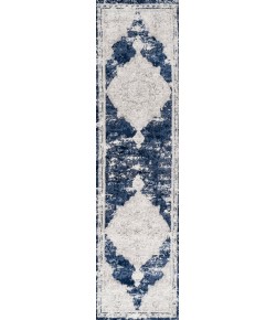 Jonathany Modern Persian MDP400E Ivory/Navy Area Rug 2 ft. 3 in. X 10 ft. Runner