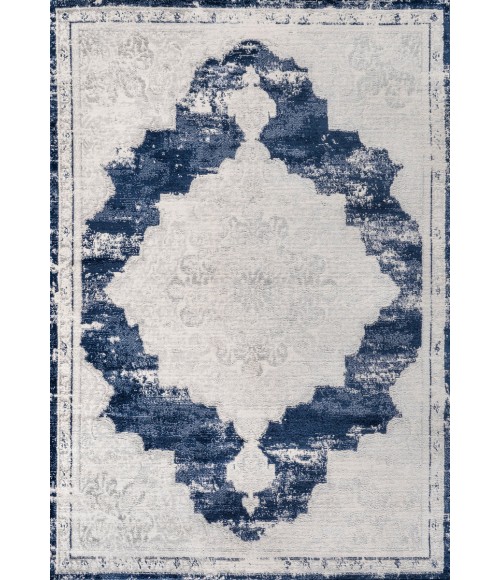 MODERN PERSIAN Area Rug Alhambra Ornate Medallion Modern Ivory/Navy 3 ft. x 5 ft. Area Rug