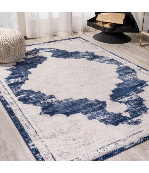 MODERN PERSIAN Area Rug Alhambra Ornate Medallion Modern Ivory/Navy 3 ft. x 5 ft. Area Rug