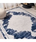 MODERN PERSIAN Area Rug Alhambra Ornate Medallion Modern Ivory/Navy 3 ft. x 5 ft. Area Rug