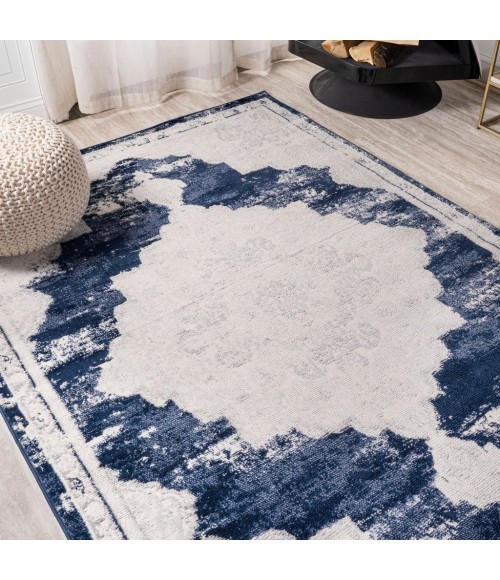 MODERN PERSIAN Area Rug Alhambra Ornate Medallion Modern Ivory/Navy 3 ft. x 5 ft. Area Rug