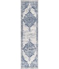 Alhambra Ornate Medallion Modern Light Blue/Ivory 2 ft. x 10 ft. Runner Rug