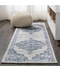 Alhambra Ornate Medallion Modern Light Blue/Ivory 2 ft. x 10 ft. Runner Rug