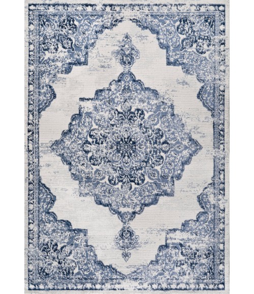 Alhambra Ornate Medallion Modern Light Blue/Ivory 4 ft. x 6 ft. Area Rug