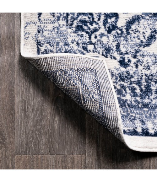 Alhambra Ornate Medallion Modern Light Blue/Ivory 2 ft. x 10 ft. Runner Rug