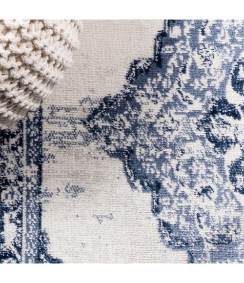 Alhambra Ornate Medallion Modern Light Blue/Ivory 2 ft. x 10 ft. Runner Rug