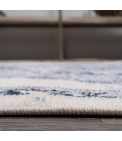 Alhambra Ornate Medallion Modern Light Blue/Ivory 2 ft. x 10 ft. Runner Rug