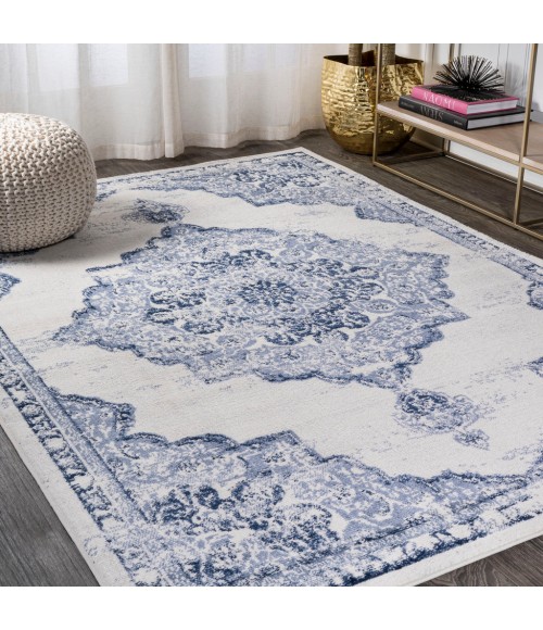 Alhambra Ornate Medallion Modern Light Blue/Ivory 4 ft. x 6 ft. Area Rug