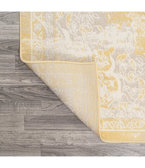 MODERN PERSIAN Area Rug Alhambra Ornate Medallion Modern Yellow/Cream 5 ft. x 8 ft. Area Rug